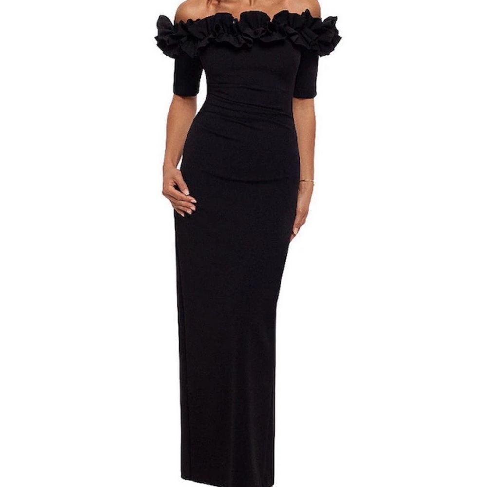 Xscape Black Off-Shoulder Maxi Dress